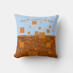 Coussin Les rêves prennent le vol Orange Flottant Blocs Ca