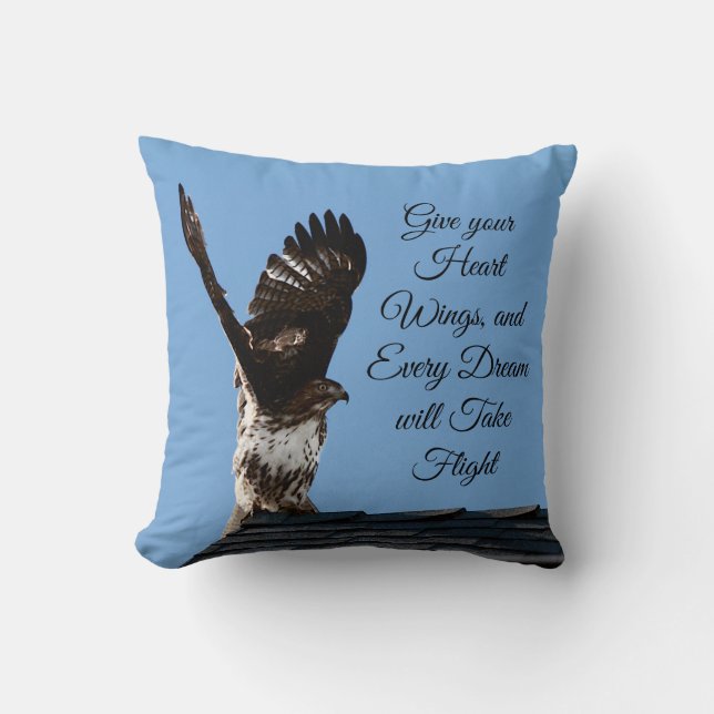 Coussin Les rêves prennent vol Red Tail Hawk Inspirational (Recto)