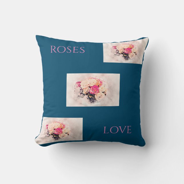 Coussin Les Roses jettent l'oreiller. (Recto)