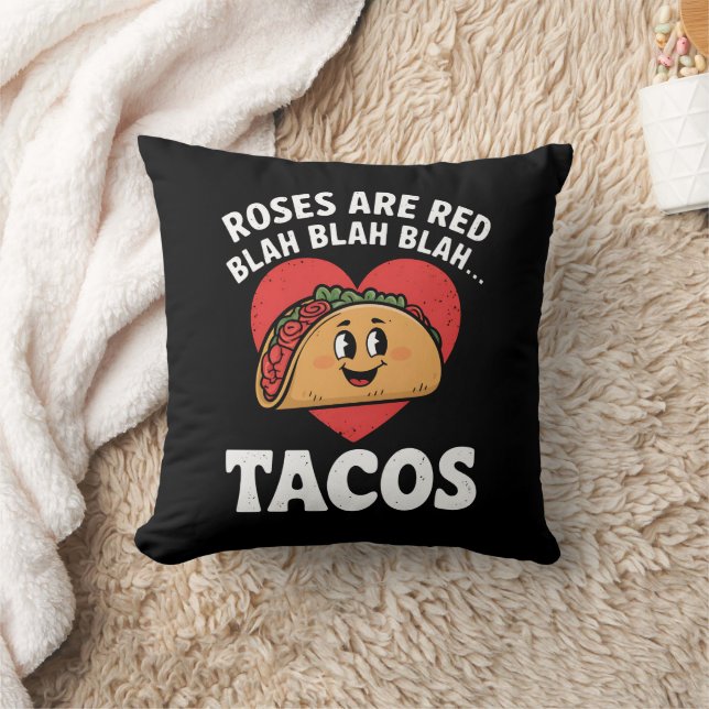 Coussin Les roses sont Red Blah Tacos Funny Saint Valentin (Couverture)
