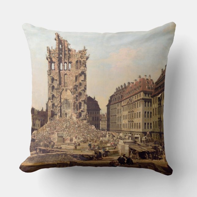 Coussin Les ruines du vieux Kreuzkirche, Dresde (Recto)