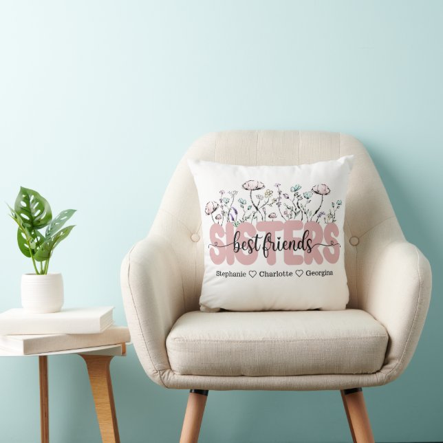 Coussin Les soeurs Fleurs sauvages Whimsical sont les meil (Chaise)
