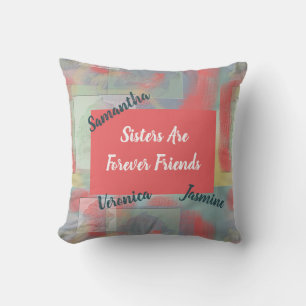Coussin Les Soeurs Sont Pour Toujours Amis Pastel Floral F