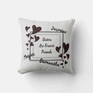 Coussin Les soeurs sont pour toujours des amis Coeurs roug