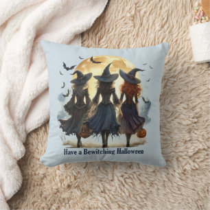 Coussin Les sorcières vintage ont un Halloween ensorcelant