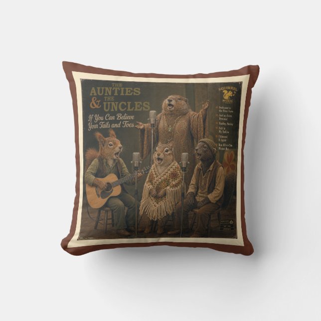 Coussin Les Tantes et les Oncles : une parodie (Recto)