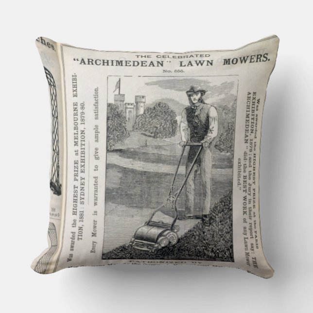 Coussin Les tondeuses à gazon "d'Archimède" célébrées, du (Recto)