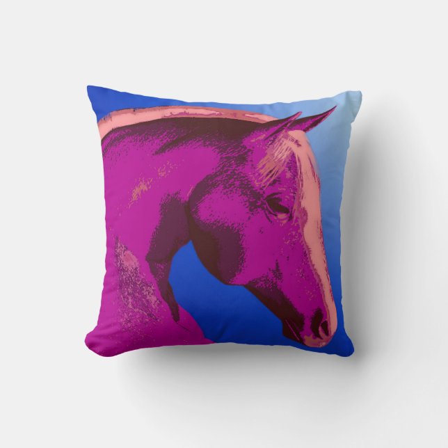 Coussin Les Tons Abstraits De L'Art Du Cheval Rose (Recto)