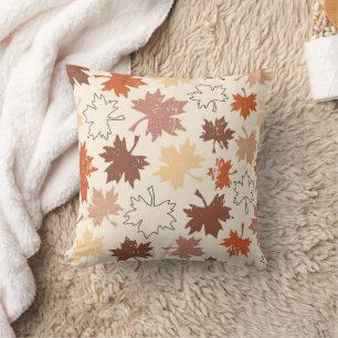 Coussin Les tons terre feuille de l'érable d'automne