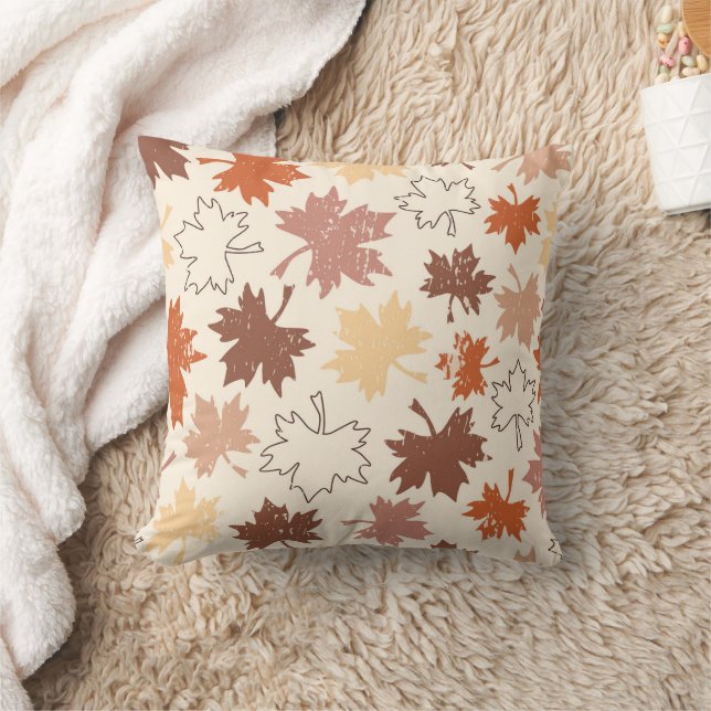 Coussin Les tons terre feuille de l'érable d'automne (Couverture)