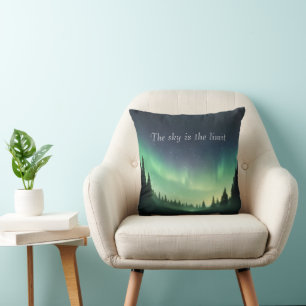 Coussin Les tons verts du ciel nocturne des aurores boréal
