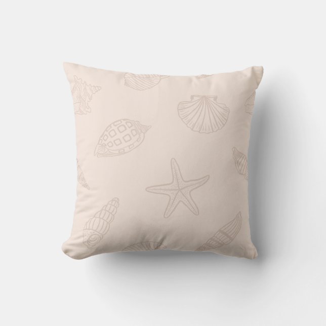 Coussin Les trésors côtiers rose coquille (Recto)