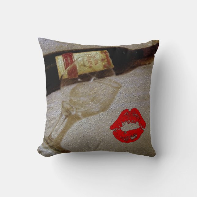 Coussin Les verres romantiques de vin rouge de baiser I (Recto)