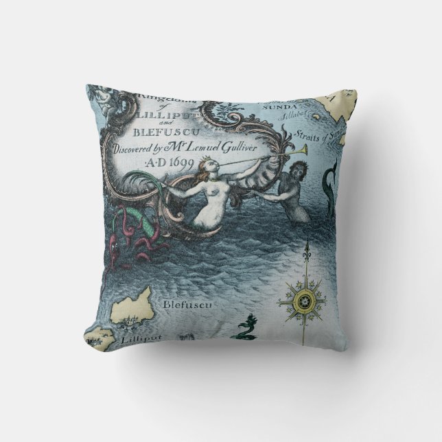 Coussin Les voyages de Gulliver par Jonathan Swift (Recto)