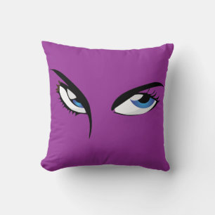 Coussin Les yeux bleus d'une femme Jetant l'oreiller