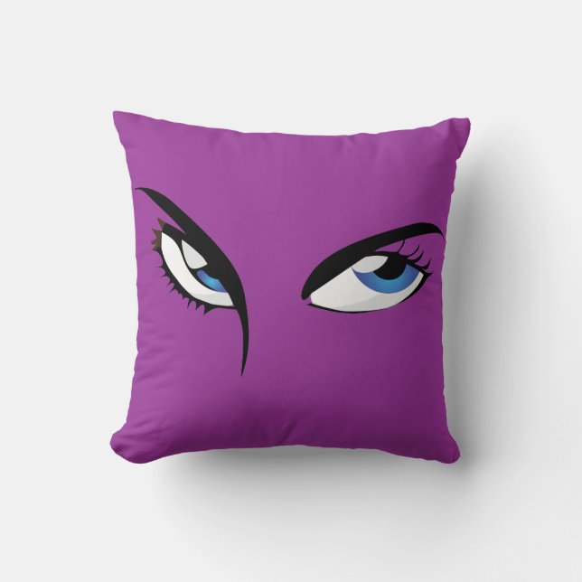 Coussin Les yeux bleus d'une femme Jetant l'oreiller (Recto)