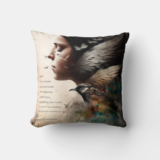 Coussin L'espoir est la chose avec les plumes (Recto)