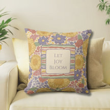 Let Joy Bloom Reversible Throw Pillow