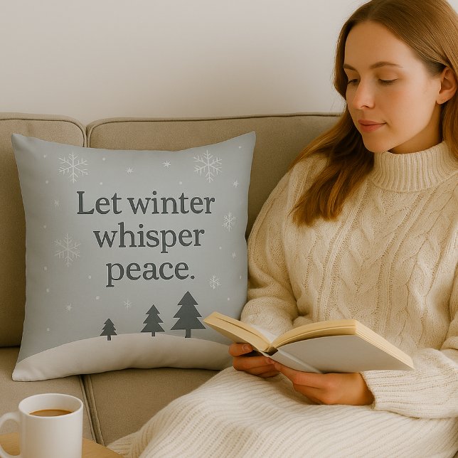 Coussin Let Winter Whisper Peace – Scandinavian Winter  (Let_winter_whisper_peace_Holiday_christmas_throw_Pillow)