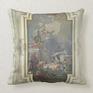 Coussin L'établissement du chapelet par St Dominic (fres
