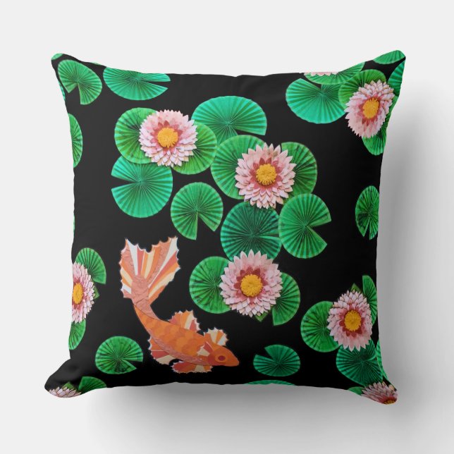 Coussin L'étang de carpes en papier (Recto)