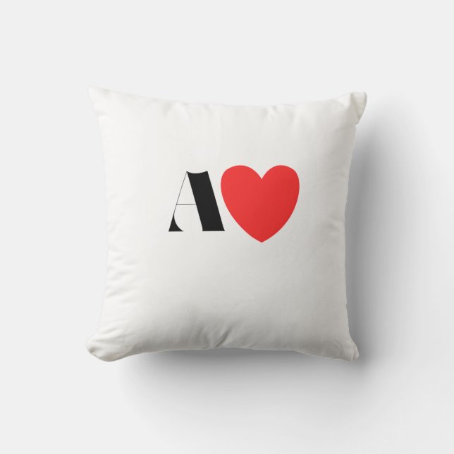 Coussin Letter A Heart - Valentine Initial Love Design (Recto)