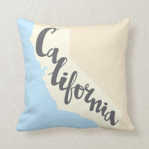 Coussin Lettrage de brosse de la Californie avec la carte