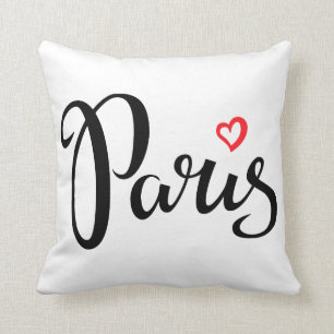 Coussin Lettrage de brosse de Paris avec le coeur