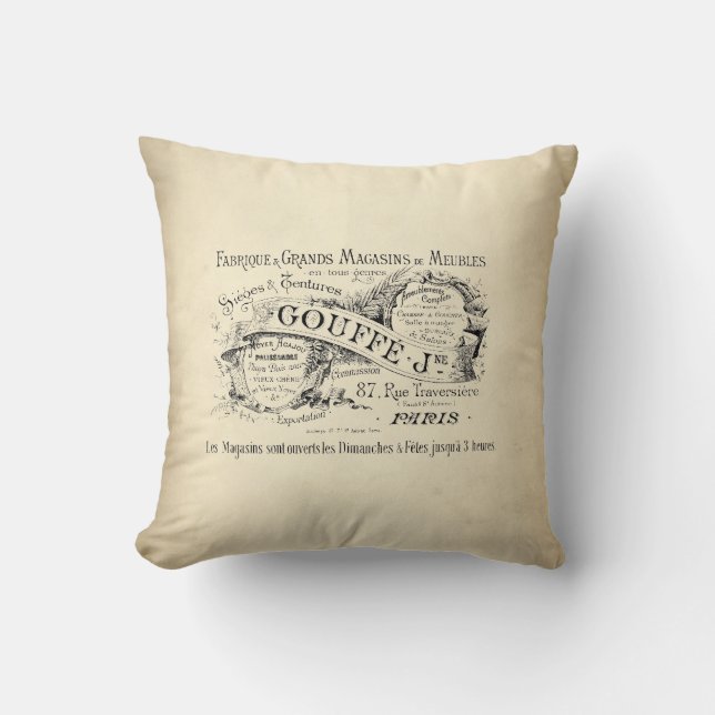 Coussin Lettrage français sur le parchemin (Recto)