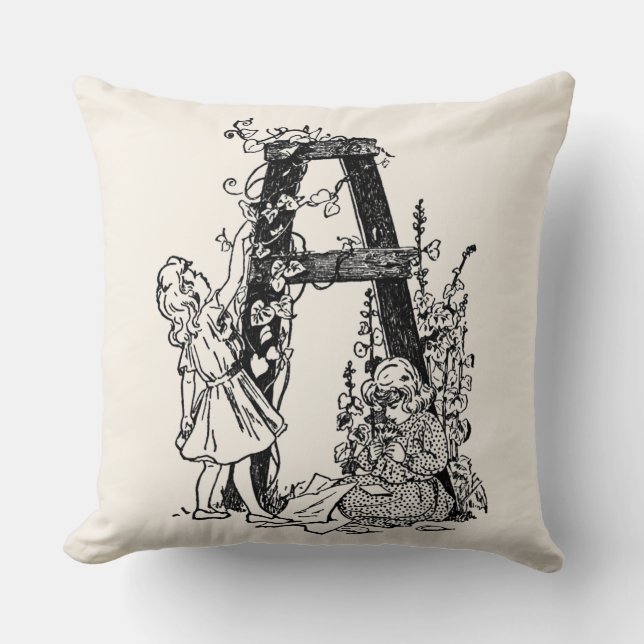 Coussin Lettre "A" dans le Monogramme du jardin (Recto)