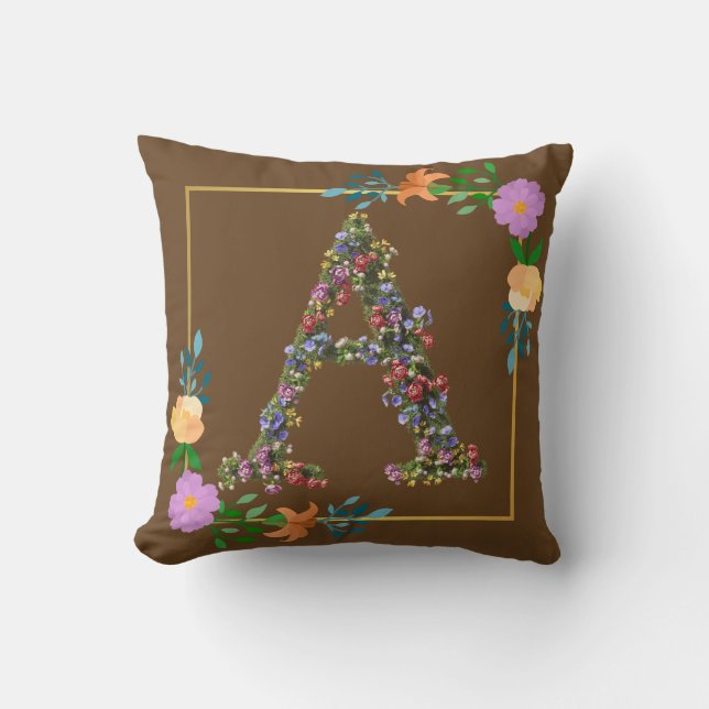 Coussin Lettre A de l'alphabet floral (Recto)