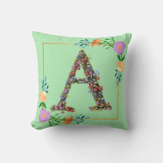 Coussin Lettre A de l'alphabet floral (Recto)
