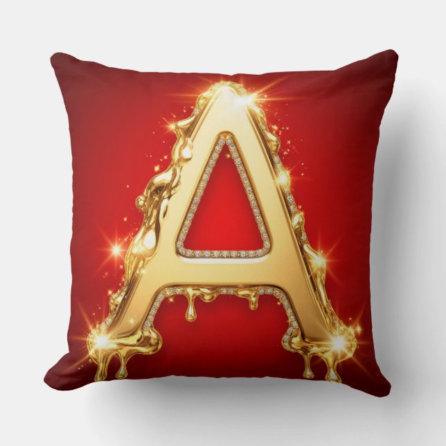 Coussin Lettre A en Diamant Monogramme avec Goutte Dorée (Recto)