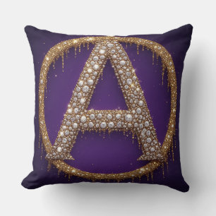 Coussin Lettre A en or diamantée Cadeau initial monogramme