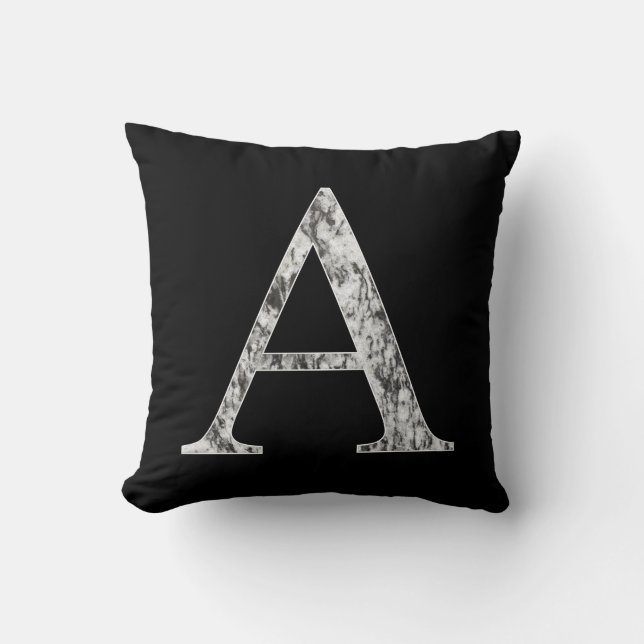 Coussin Lettre A monogramme premier Marble Alpha symbole (Recto)