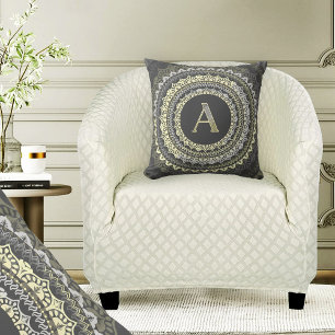 Coussin Lettre A Monogramme Vintage Motif Symétrique