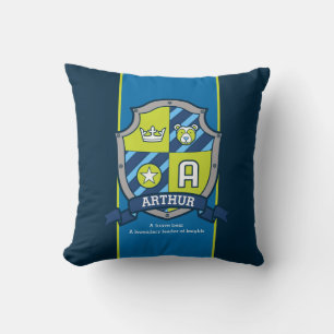 Coussin Lettre A nom signifiant ours Arthur personnalisé