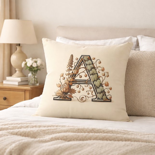 Coussin Lettre "A" - Vin Boisé Monogramme Design (Créateur téléchargé)
