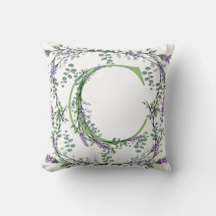 Coussin Lettre alphabétique C Lavender Eucalyptus