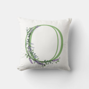 Coussin Lettre alphabétique O Lavender Eucalyptus monogram