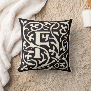 Coussin Lettre Art Nouveau F Monogramme Vintage