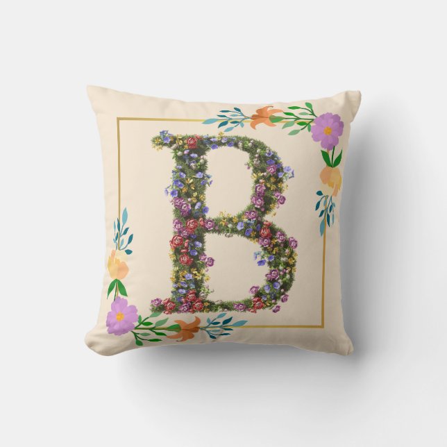 Coussin Lettre B de l'alphabet floral (Recto)