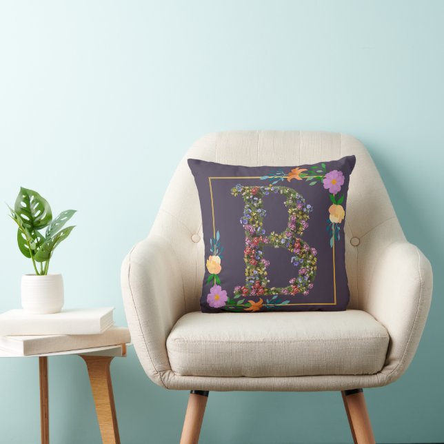 Coussin Lettre B de l'alphabet floral (Chaise)