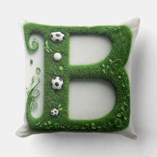 Coussin Lettre B en topiaire d'herbe verte avec ballon de