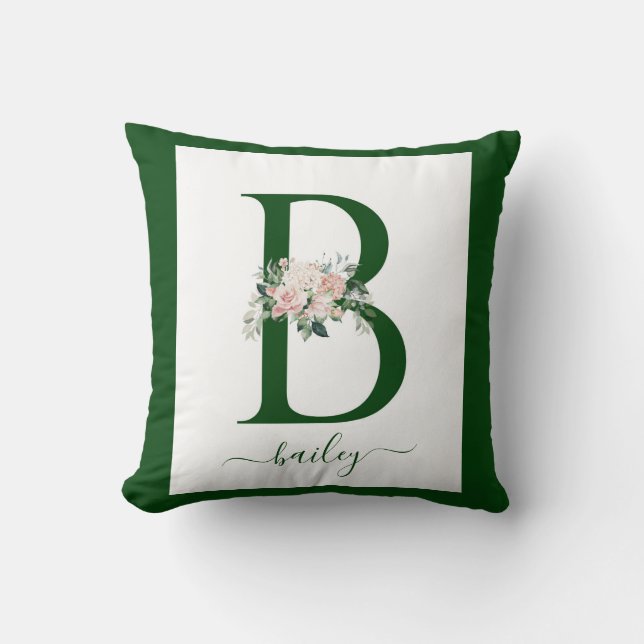 Coussin Lettre B florale monogramme (Recto)