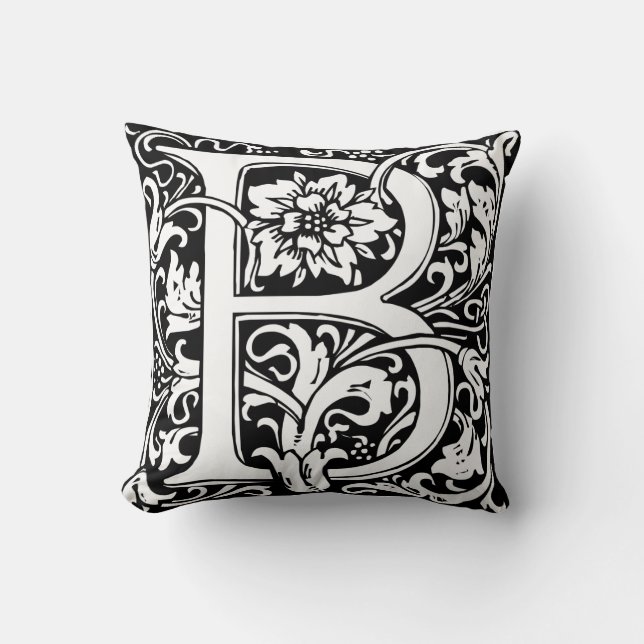 Coussin Lettre B Monogramme Art Nouveau Médiéval (Recto)