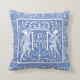 Coussin Lettre bleue H de château médiéval français
