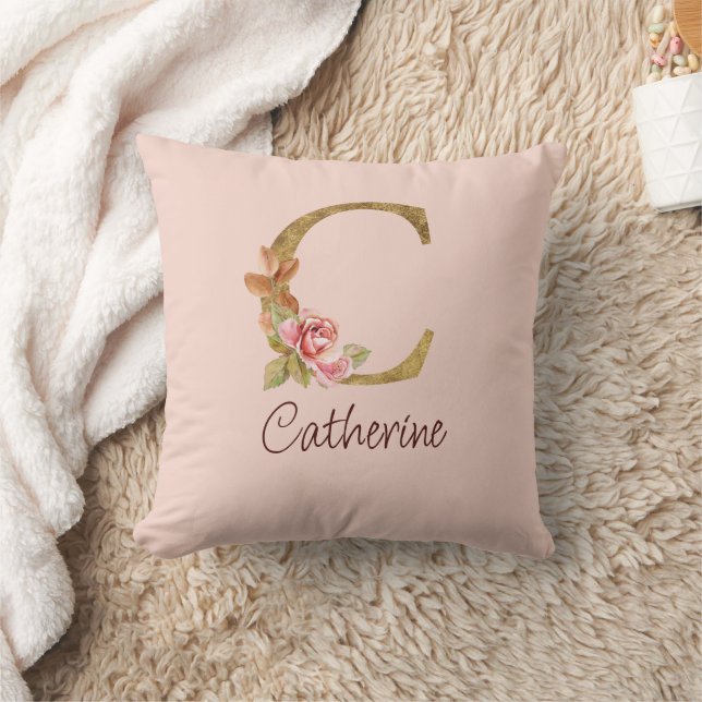 COUSSIN LETTRE C D'HUILE D'OR ROUGE ROSE BLANCHE (Couverture)