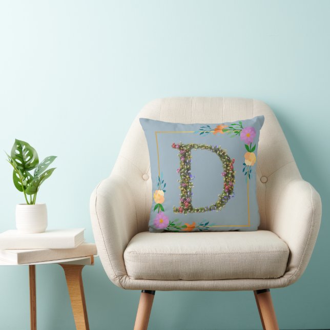 Coussin Lettre D de l'alphabet floral (Chaise)