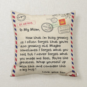 Coussin Lettre d'amour à ma mère du cadeau de la fête des